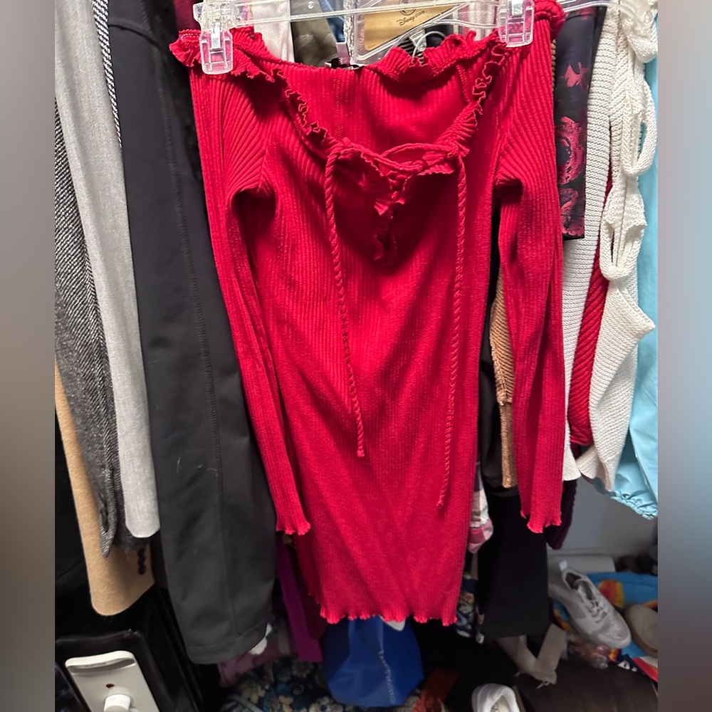 Cute off the shoulder red dress